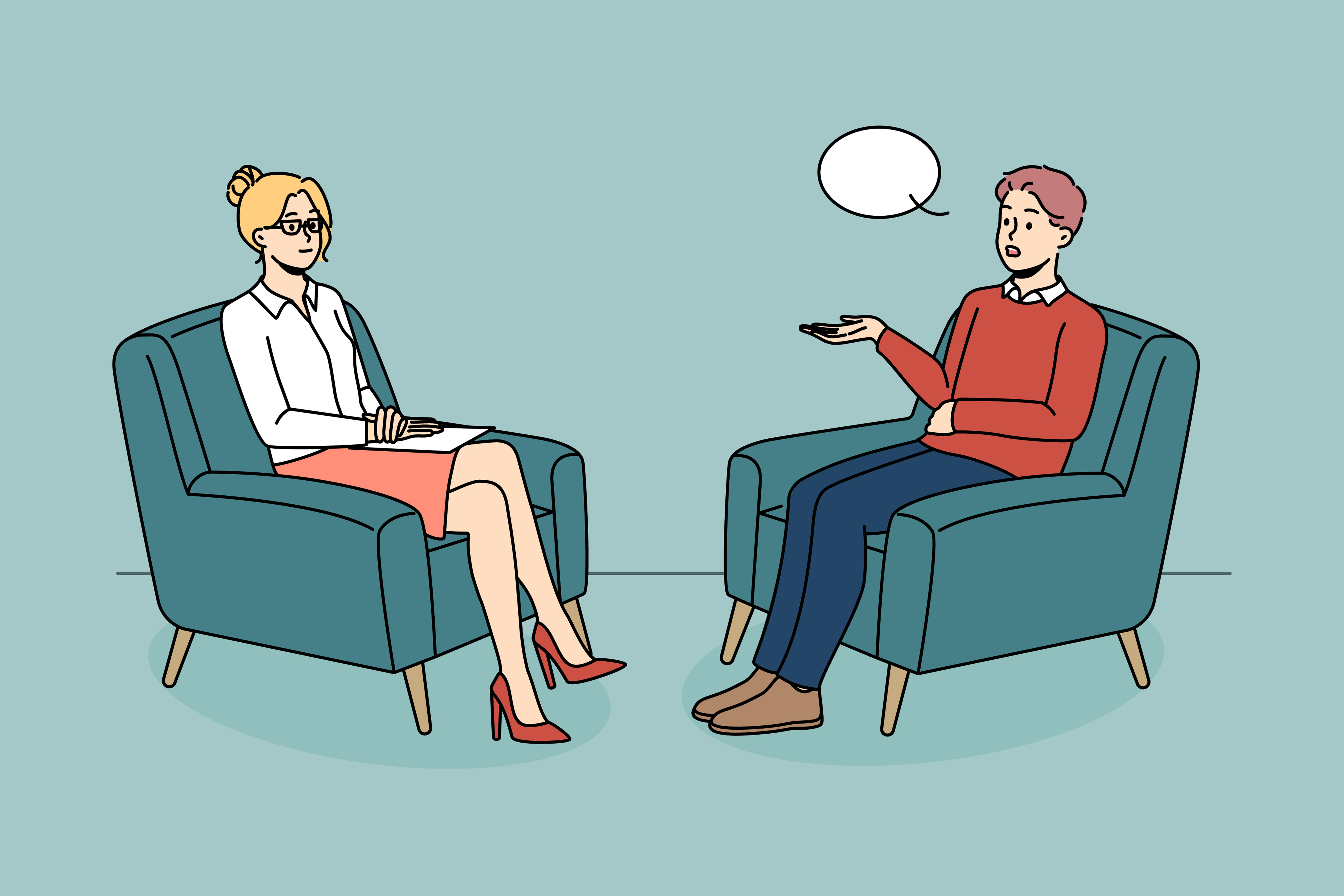 Illustration of patient talking to professional